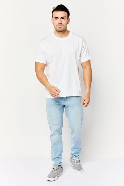 Esprit Men Crew Neck Short Sleeve Brand Logo T-Shirt, White
