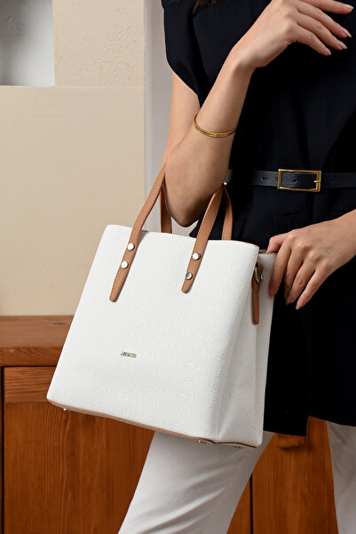 Just Polo حقيبة كتف وحقيبة يد نباتية مطبوعة بثلاثة أقسام للنساء من WhiteTABA