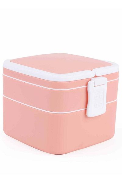 PRICKLY PEAR Bento Box Pink Lunchbox, 2 Layer with Handle for Meals on the Go