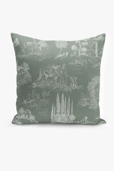 Filamente Double Sided Throw Pillow Cover Toile De Jouy Style