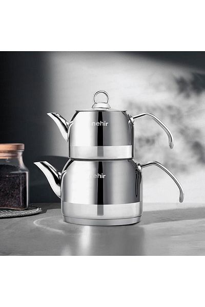 ASPARTAM Lotus Midi Steel Teapot Set - Gray - 1.9 Lt + 1.3 Lt