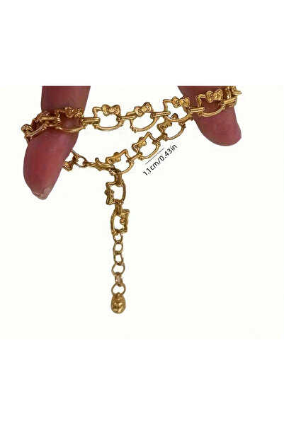 La Saade Y2k Hello Kitty Titanyum Gold Bileklik