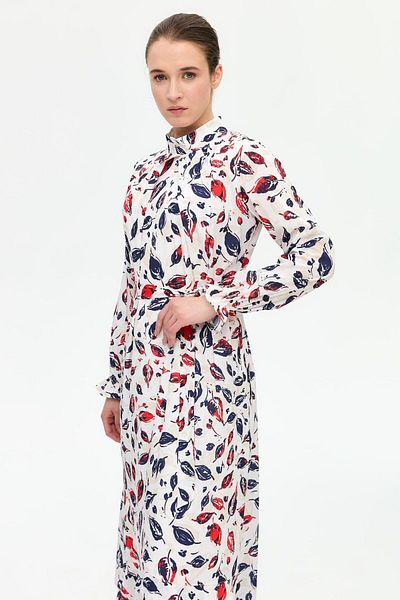 Esswaap Leaf Patterned Empirime Dress Laci