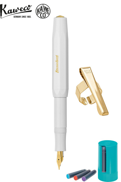 Kaweco WD 10000006 KLASİK SPORT DOLMA KALEM BEYAZ F UÇ + Kartuş Kutusu 8'li K...