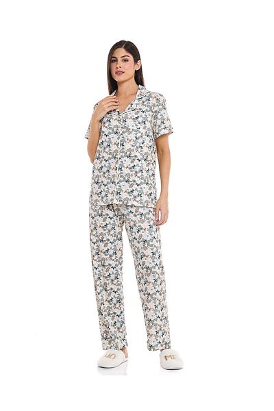 R&B White Printed Pyjama Set