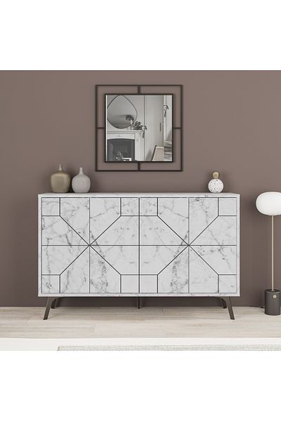 Mourah Home Dune Console – Modern 4-Door Sideboard with Elevated Legs, Storage for Living, Dining, Hallway
