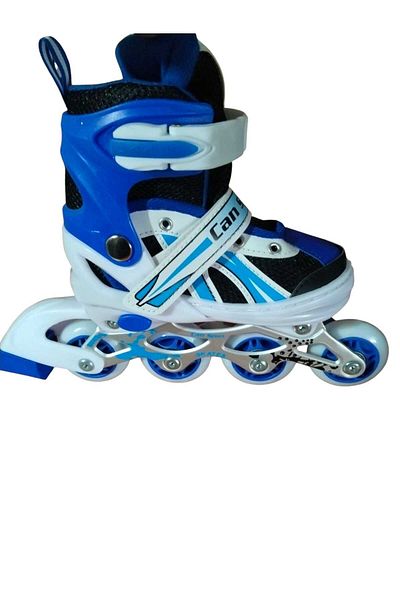 BURAK CAN SPORT Cansport Adjustable (2+2) Metal Body Silicone Wheel Lighted Children's Skating Skates