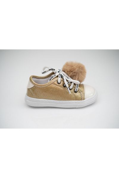 Merli&Rose Girl's Glittery Pompom (Removable) Sports Sneaker Shoes