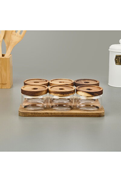Genel Markalar Akasya 6'lı Kahvaltılık Takımı - Kahverengi / Şeffaf - 29x19,5 cm