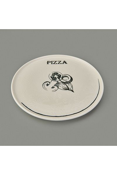 MATMEL Gourmet Pizza Plate - Cream / Black - 30 cm