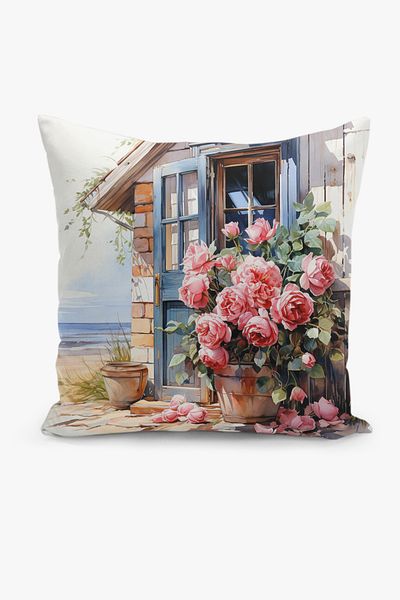 Filamente 4-Piece Double-Sided Digital Printing Throw Pillow Cover with Floral Pattern
