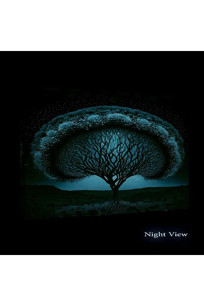 startonight Tablou DualView Startonight Copac Fantezie Portocaliu-Albastru, luminos in intuneric, 60 x 90 cm