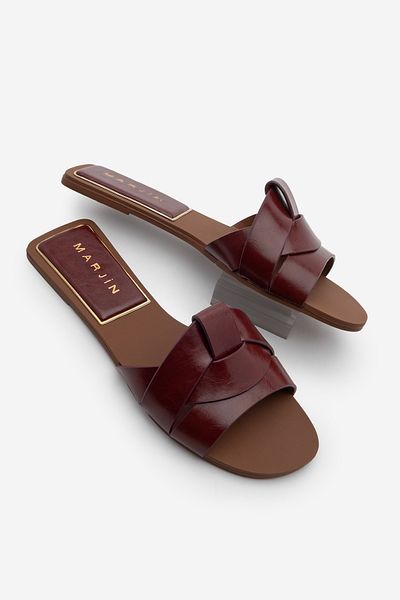 Marjin Women's Strappy Daily Slippers Narlis Claret Red