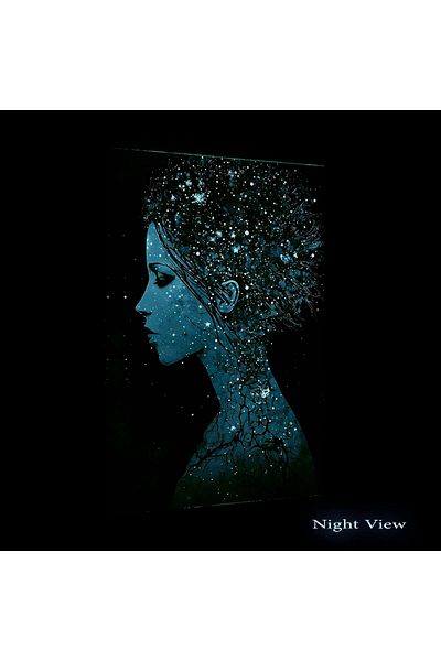 startonight Tablou DualView Startonight Luminos Abstract Femeie Turqoise, luminos in intuneric, 80 x 120 cm