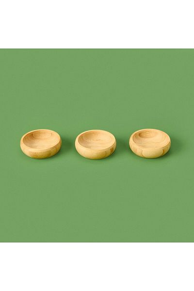 MATMEL Set of 3 Round Bamboo Snack Bowls - Brown - 9.5 cm