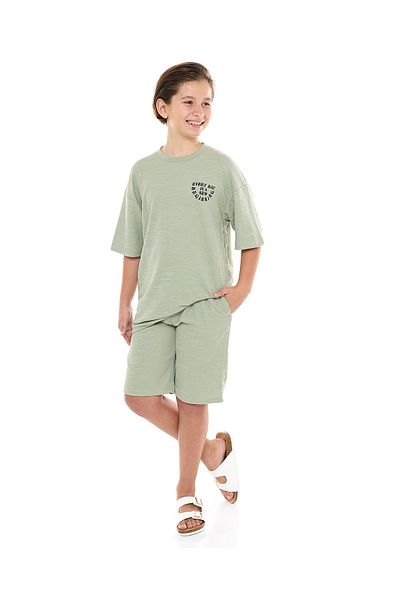 R&B Textured T-Shirt And Shorts Set For Boys Top & Bottom Set 8-16Y