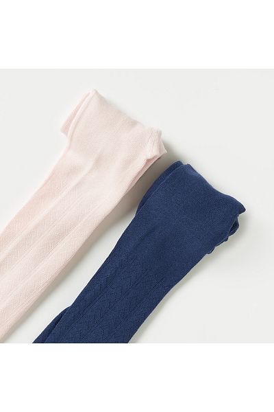 Juniors Textured Closed Feet Tights - Set of 2