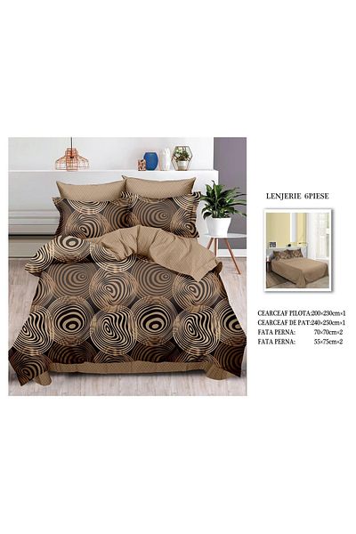 CHIRASO CHIRASO Finet Bedding Set, 6 Pieces, Sheet 240x250, Quilt 200x230, 4 Pillowcases, Print