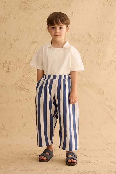 Fahhar Kids Striped Bomb Pants Navy Blue