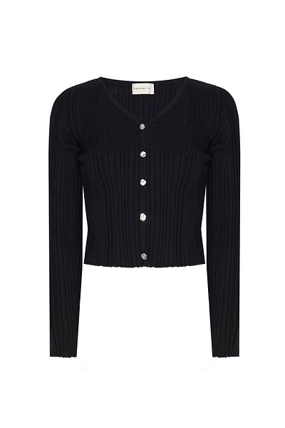 Perspective C807 Knitwear Waist Fitted V-Neck Knitwear Cardigan