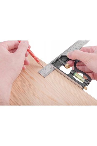 OEM Adjustable carpenter's square, multifunctional, 30 cm, stainless steel, black/silver
