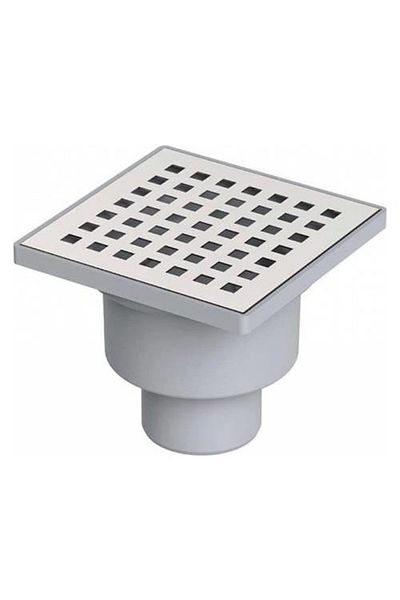 flores Plastic floor drain, with bottom outlet, grey, 100 x 100 mm, outlet 50 mm