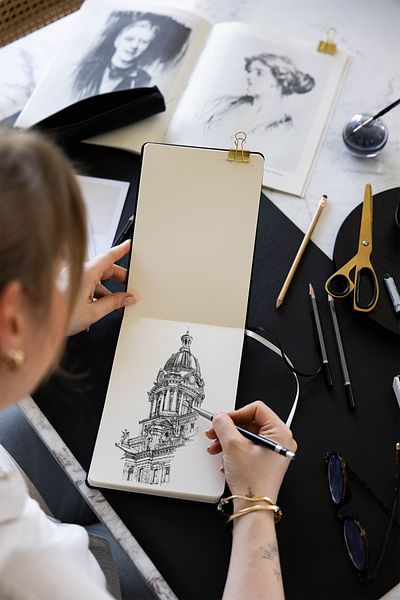 PAPERORA 21X15 Hard Cover 80 Sheets 140 Gr. Sketch Book - Sketch Book – Black