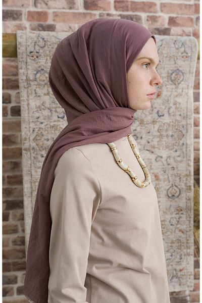 Fatma Atasoy Βαμβακερό Voile Light Plum Σάλι