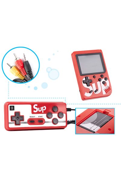 kik Mini portable retro console, Game Box with 400 games, red