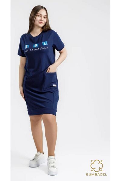 Bumbăcel Rochie cu mânecă scurtă pentru dame din bumbac
