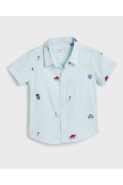 R&B Embroidered Shirt And Shorts Set With Suspenders For Top And Bottom Set 0-24M