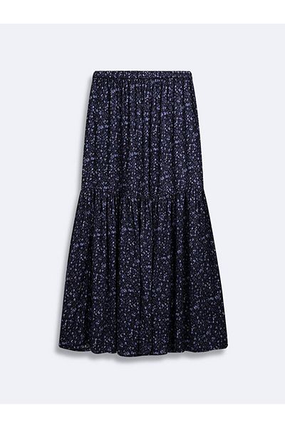 Ltb Floral Midi Navy Blue Skirt