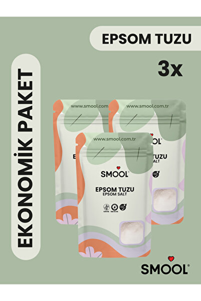 SMOOL Epsom Tuzu X3 (1000 GRX3) , Ingiliz Tuzu, Magnezyum Sülfat, Katkısız, Doğal 3 Kg