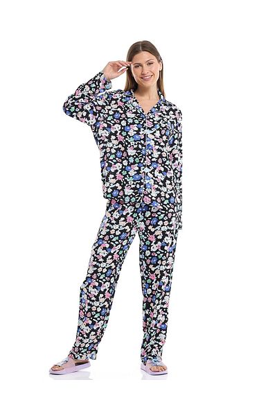 R&B Black Printed Pyjama Set