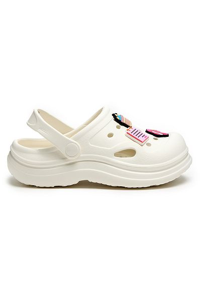 R&B Cream Jibbitz Slingback Clogs
