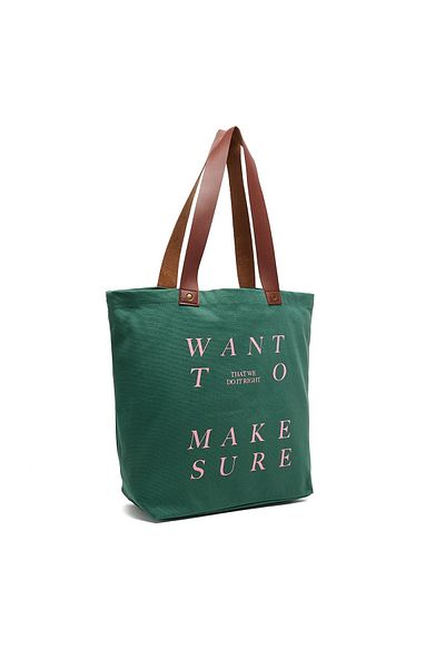 R&B Green Printed Canvas Shoulder Bag
