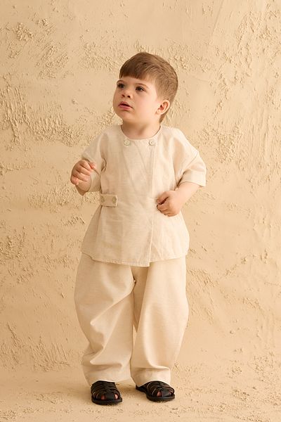 Fahhar Kids Σετ παντελονιών με διπλό κουμπί Natural