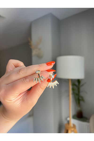 shop Gold Nova Earrings with Zircon Stone