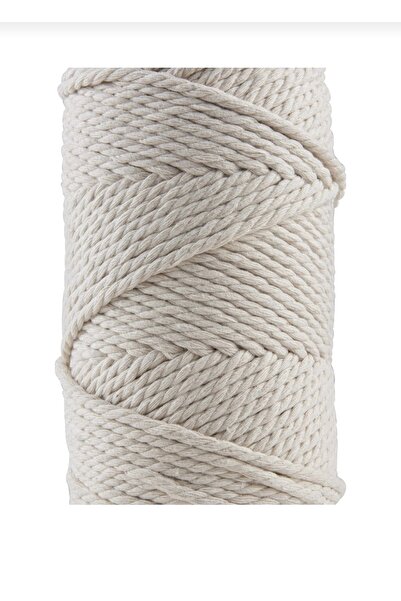 MAKROM LİFE Makrome ip EKRU, 3 büküm 3mm taranabilir pamuk makrome ip, makrome halat ip 4ADET (4x250g : 1 KG)