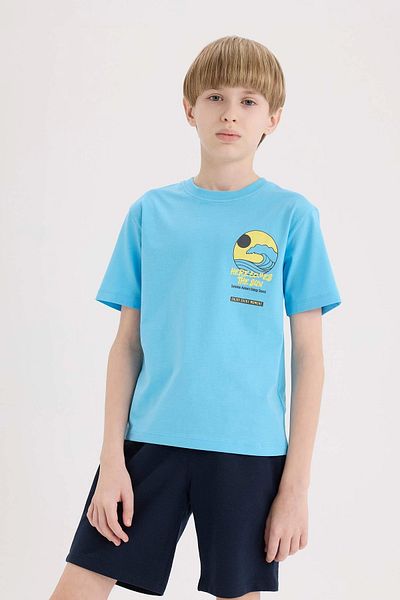 DeFacto Tricou cu mânecă scurtă imprimat cu gât crew pentru băiat E0186a825hs