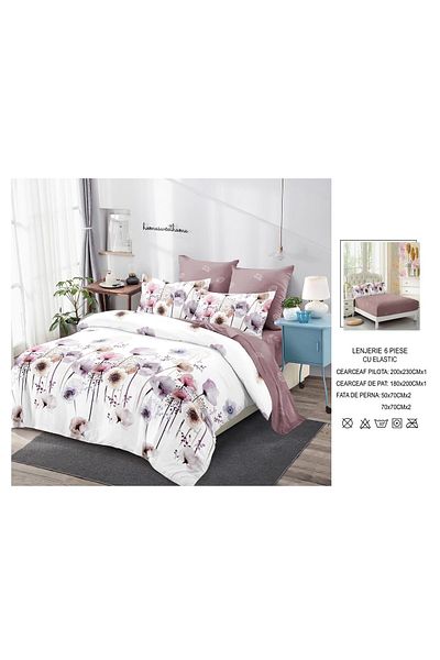 CHIRASO CHIRASO Finet Bedding Set, 6 Pieces, 2 Persons, Sheet 180x200, Duvet Cover 200x230, 4 Pillowcases, Print
