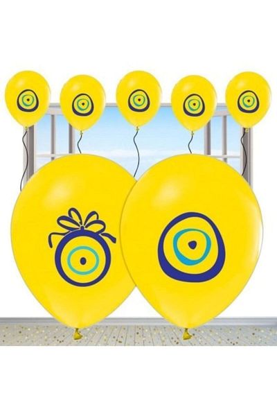 asöy Evil Eye Beaded Yellow Mashallah Balloon Circumcision Balloon 10 Pieces