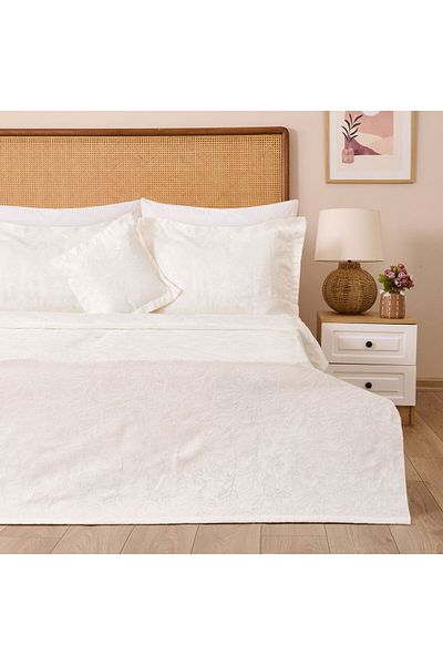 MATMEL 43173 Jacquard Woven 4 Piece Bedspread Set - Cream
