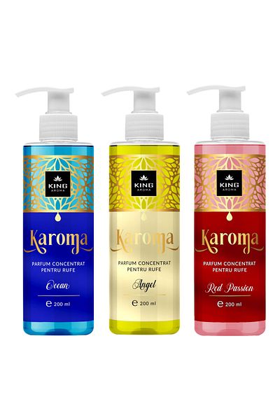 Karoma Set of 3 Concentrated Laundry Perfumes, KAROMA - Ocean, Angel, Red Passion 3 x 200 ml