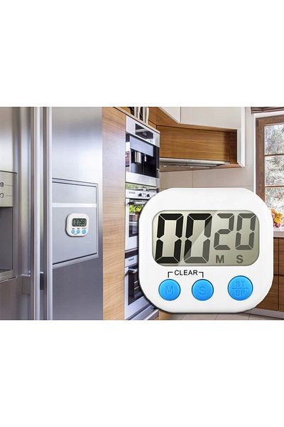 zola Digital kitchen timer, LCD display, alarm, stand and magnet, 7.5x8x2 cm, white
