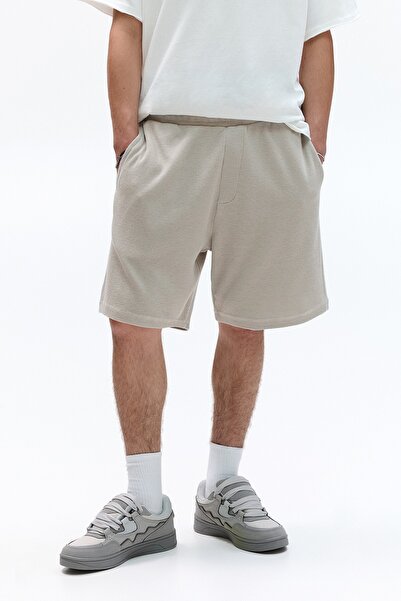 Pull & Bear Gofre kumaş Bermuda jogger