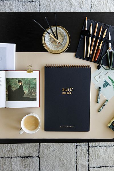 PAPERORA A4 Black Kraft Cover 60 Sheets 140 Gr. Perforated Sketchbook - Sketch Book