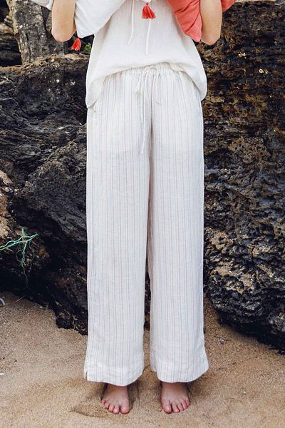 JOJOMIA Larin Women's Striped Trousers Cream-Salmon