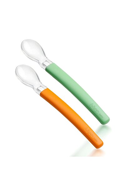 Wee Baby 122 Food Spoon 2-Pack Green-Orange (5 Pcs)