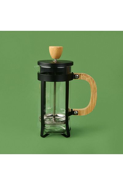 MATMEL Bamboo French Press - Black / Light Brown / Transparent - 350 ml